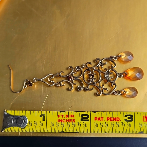 Elegant Gold Tone Chandelier Earrings - Picture 17 of 17